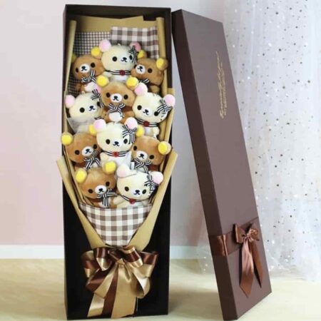 Cute Brown Teddy Bear Bouquet Gift